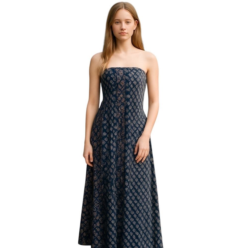 American Rag NWT  Boho Sleeveless Maxi Dress in Twilight Blue M (2661)‎